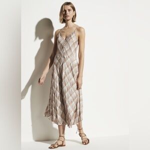 Vince Hazy Plaid Cami Dress in Sun Taupe